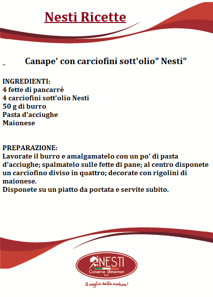 Canapè con carciofini sott'olio Nesti